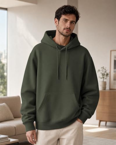 Image of NOBERO Oversized Solid Hooded Sweatshirt for Men | Oversized Hoodie for Men | Hooded Pullover | Cotton Rich Printed Hoodie 280 GSM Fleece