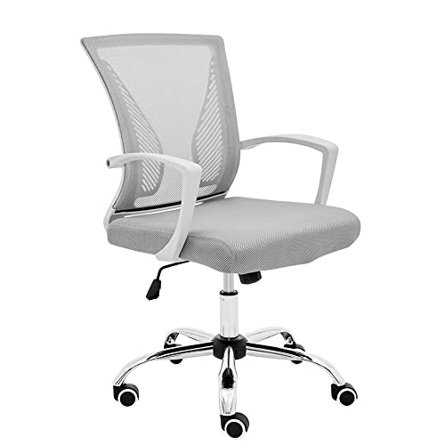 Modern Home Zuna Mid-Back Office Task Chair - Ergonomic Back Supporting Mesh Back Desk Chair (White/Lime) #TOP2