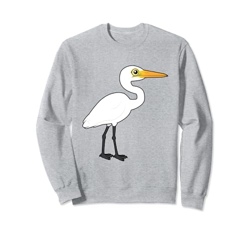 Cute Cartoon Great Egret Birdorable Heron Bird Species Sweatshirt
