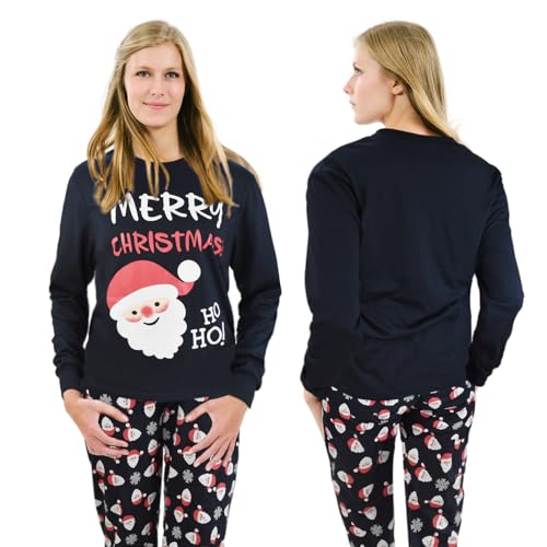 SkiBeaut Couple Christmas Pajamas Xmas Santa Long Sleeve Sleepwear PJS Matching Set for Men Women2