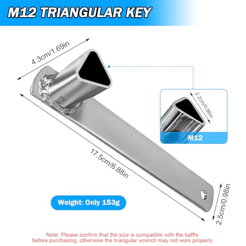 MFUSUL 2 Stück M12 Dreikantschlüssel für Absperrpfosten, Präzision Pollerschlüssel für M12,Dreikantschlüssel mit Langem Stielfür Absperrpfosten, Poller, Parkplatzsperre