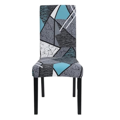 Image of Styleys Chair Covers for Dining Room, Stretch Dining Chair Cover, Washable Spandex Kitchen Chair Slipcovers (Set of 1, Grey /Blue Prism, SD3208)