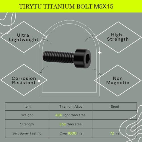 Image of 4PCS Titanium Bolts M5x15mm Socket Head Cap Screw, Black | M5 Hex Socket Screws, Lightweight Design, Ideal for Humid /Salty Environments, Bicycle Water Bottle Cage Fasteners