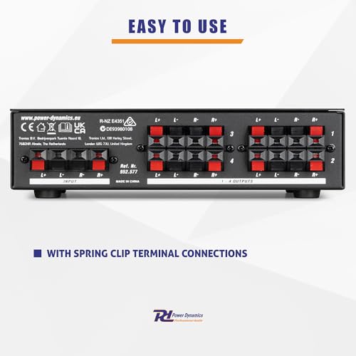 Power Dynamics SSW4 - Selector de audio para altavoces, controlador altavoces 4 zonas, conmutación Independiente, Potencia Máx 100W, instalación fácil, compatible 4-16 Ohmios, accesorio Altavoz - imagen 4