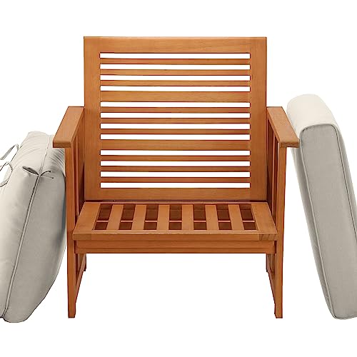National Tree Company Eucalyptus Grandis Wood Cushioned Club Chair, Beige by National Tree Company - Image 4
