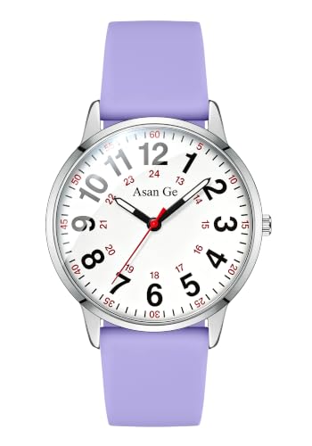 Asan Ge Purple Watches for Women Fashion 3ATM Waterproof Minimalist Lightweight Easy-to-Read Analog Silicone Watch Suitable for Daily Work Leisure Outdoors