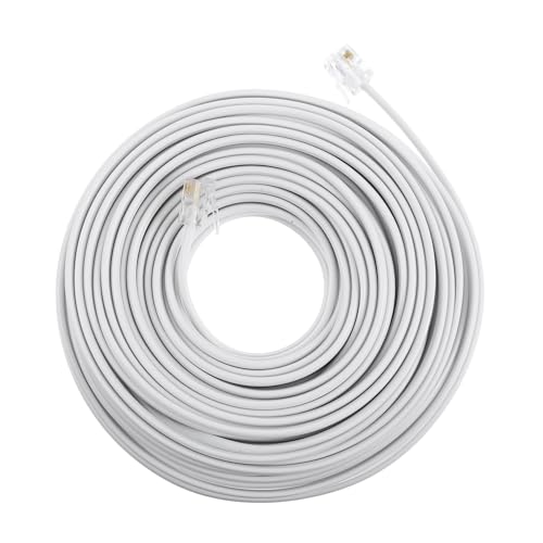 Cable telefónico de extensión de cobre con conectores RJ11 6P4C y aislamiento de PVC de 20m