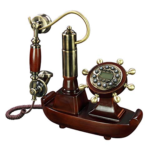 Sculpture téléphone en bois unique HJMMWT, objet d'art rétro pour salon et bureau