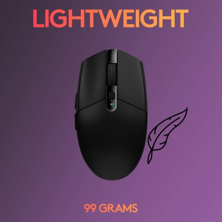 Gaming Mouse, 12K Hero Sensor, 12000 DPI, 6 Programmable Buttons, 250h Battery Life, Black