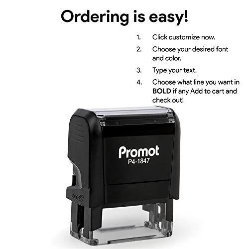 Promot Self Inking Personalized Stamp - Up To 4 Lines Of Personalized Text, Custom Address Stamp, Office Stamps, Customized Stamp, Custom Stamps Self Inking With Easy To Change Ink Cartridge (Small) #TOP4