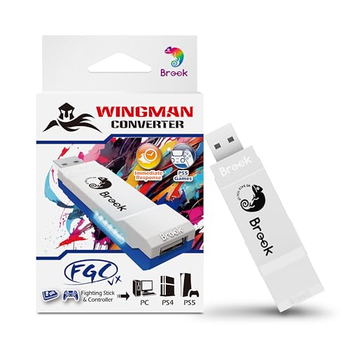 Brook Wingman FGC VX Arcade Controller Converter for PS5/PS4/PC Supports 150+ Wired Controllers Low-Latency Adapter for Arcade Sticks & Fightpads Compatible with All PS5/PS4 Games