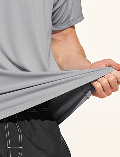 Athlio Men's Workout Running Shirts, Sun Protection Quick Dry Athletic Shirts, Short Sleeve Gym T-Shirts, Sun Protection 2Pack Light Grey/White, 3X-Large #TOP4