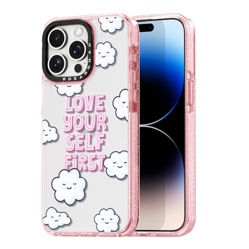 Rosarnnah for iPhone 14 Pro Max Case Aesthetic Pink, Love Yourself First