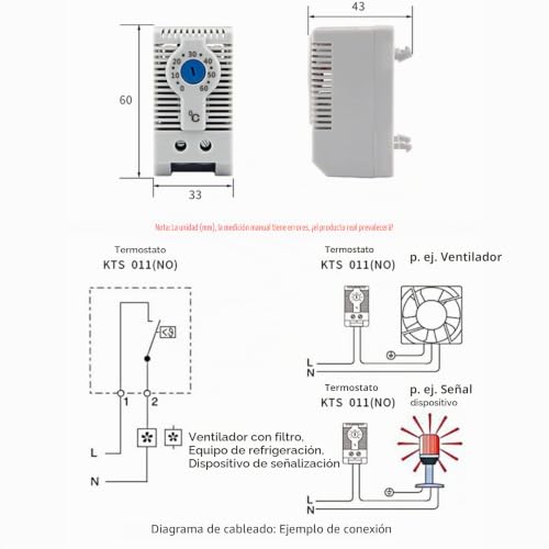Miniatura 8 de Imcczony 3x Kts011 No Normalmente Abierto Regulador De Temperatura Mecánico Termostato De Gabinete Carril Din, Utilizado Para Enfriamiento