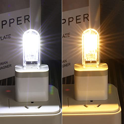 Image of PATIKIL USB Night Light, 4 Pack Portable Plug-in Small LED Light Stick with 3 Lamp Beads with Touch Sensor Switch USB Light for Bathroom Bedroom Reading Sleeping Camping, White /Warm