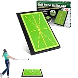 Tapete de swing de golf, 12 x 17.5 pulgadas, ayuda a analizar el camino de swing y postura y postura correctas, tapete de práctica de golf portátil con base de goma antideslizante, tapete de golf para