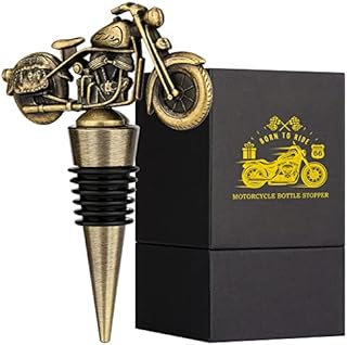 LKKCHER Motorcycle Wine Bottle Stopper, Cute Wine Gifts for Men Women, Fathers Gifts Christmas Birthday Gifts for Biker Men Dad, Wine Saver, Wine Accessories, Vintage Bronze
