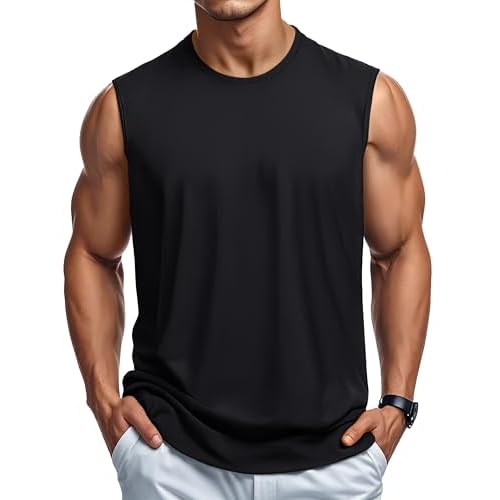 MAGCOMSEN Men's Tank Tops Workout Gym Sleeveless Shirts UPF 80+ Moisture Wicking Summer Muscle Shirt for Bodybuilding