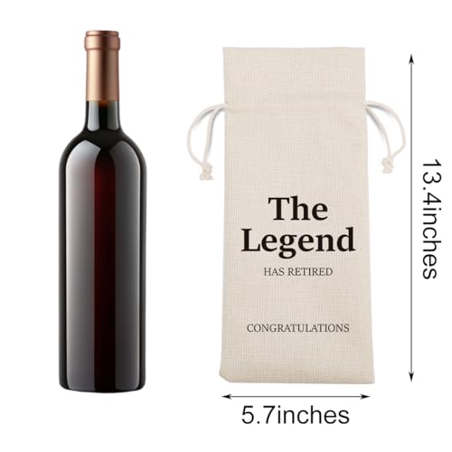 Retirement Wine Gift Bag Retired Gifts for Women Men Farewell Going Away Gifts for Mom Dad Boss Teacher Nurse Friends Coworker Colleague The Legend Has Retired Wine Bags for Wine Bottles Gifts