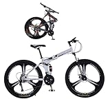折りたたみ マウンテンバイク 自転車 21/24/27段変速 26インチ 折りたたみ自転車 機械式デュアルディスクブレーキ 高炭素鋼 フレーム オフロードタイヤ フロントサスペンションフォーク (3D, 21 速)