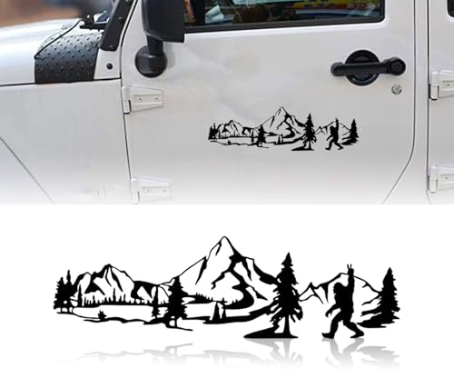 Image of Car Hood Decal Banner, Vinyl Mountain Scene Off-Road Stickers Compatible with All Jeeps Wrangler JL JLU Gladiator JT (Mountain)