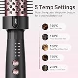 Tresses Touch Thermal Brush, Round Heated Hot Brush Blowout Boost Ionic, Curling Brushes for All Hair, 5 Temperature Settings, Universal Voltage for Travel, Dual PTC, Not for Blow Drying, Rose Gold - Image 4