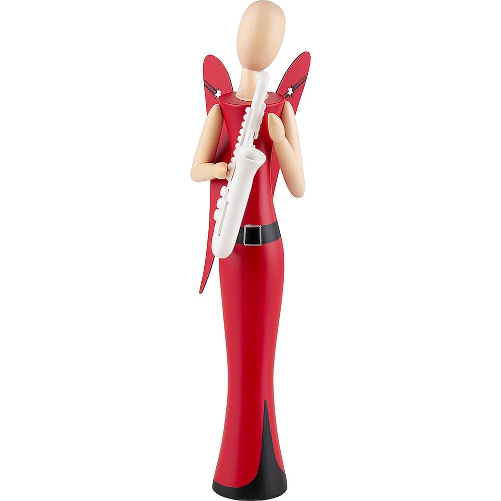 Ange avec Debout Saxophone Sternkopf figurine en bois artisanale 24,5cm
