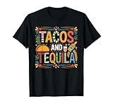 Ce t-shirt amusant dispose d'un verre à shot de tequila avec un citron vert et un taco et le message suggestif Tacos Tits Tequila. Excellent vêtement à porter pour votre fête mexicaine du 5 mai, mardi taco, défilé, couple de famille assorti, Noël