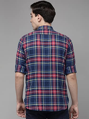 Image of THE BEAR HOUSE Men's Cotton Slim Flannel Button-Down Casual Shirt |Blue |3XL |TBH-INCLINE-BL-3XL |