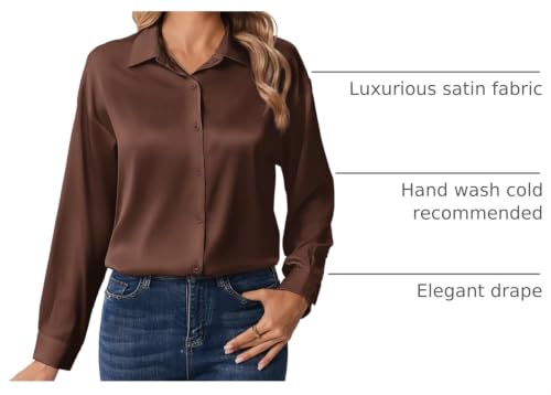 Zeagoo Womens Tops Long Sleeve Satin Silk Button Down Shirts Dressy Blouses - image 4