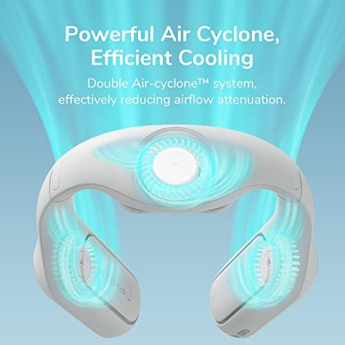 JISULIFE Neck Fan, Portable Ultimate Bladeless Hands Free Rechargeable Battery Operated Fan, Personal USB Wearable Cooler Fan with Cooling Neck Brace, 360° Upgraded Airflow, 3+1 Speeds-Space Grey