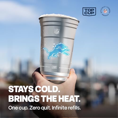 Top Cup NFL Detroit Lions 20 oz Reusable Aluminum Cups 20 Count | Officially Licensed, Durable, Reusable & Recyclable, Made in USA by Top Cup - Used condition - Image 8