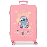 Joumma Disney Stitch You & Me Koffer, mittelgroß, Rosa, 46 x 65 x 23 cm, starr, ABS, seitlicher Kombinationsverschluss, 56 l, 3,1 kg, 4 Doppelrollen