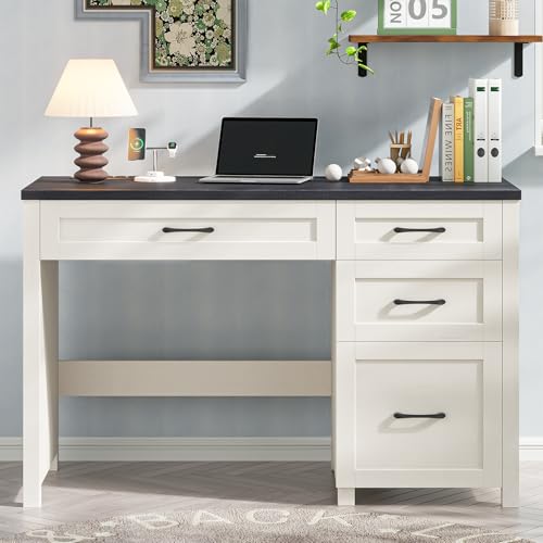 Image of Vabches Farmhouse 47 inch Executive Desk, Computer Desk with File Drawer, Black