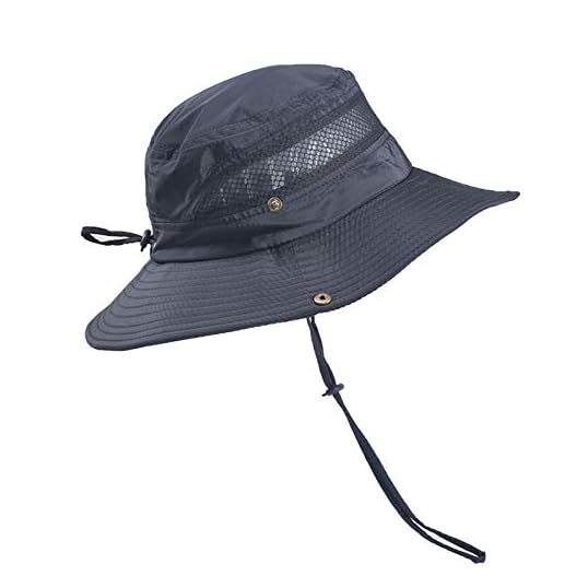 GUSTAVE® Synthetic Mens Sun Hat Wide Brim Summer Sun Cap Uv Protection Fishsing Hat Foldable Bucket Round Cap For Men Outdoor(Black),Free Size