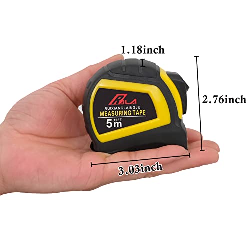 Auto-Lock Measuring Tape, 16-Feet (5M) Dual Side Retractable Tape Measure, Inch/Metric Scale, Mid Accuracy, For Electricians, Carpenter, Surveyors And Engineers, With Rubber Protective Casing #TOP2