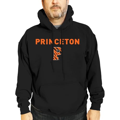 Campus Colors Adult Arch & Logo Soft Style Gameday Hooded Sweatshirt (Princeton Tigers - Black, Large)