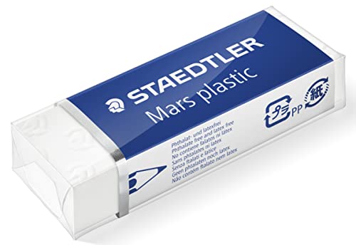 Image of STAEDTLER Mars Plastic Vinyl Erasers (20-Pack), White Erasers for Clean & Precise Results - Latex-Free, Minimal Crumbling
