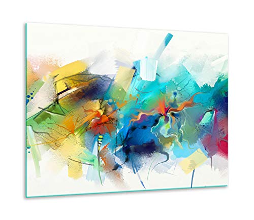 TMK Plaque de recouvrement, 60 x 52 cm, en verre, décorative, pour cuisinières électriques, à induction, anti-éclaboussures, planche à découper, multicolore