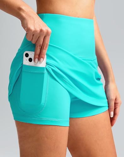 Image of SANTINY Women's High Waisted Swim Skirt with Pocket Tummy Control Tankini Swimsuit Bathing Suit Bottoms for Women