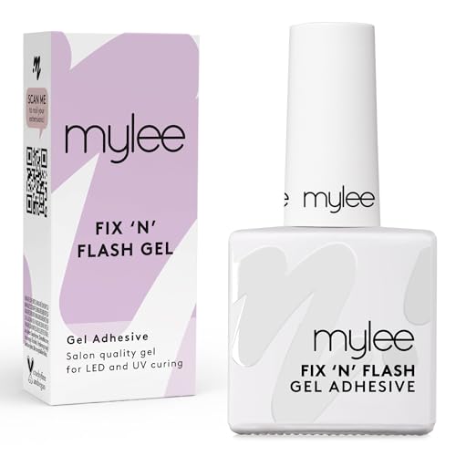 Mylee Fix & Flash Gel - Pegamento Transparente para Tips de Soft Gel, Uñas Acrílicas, Uñas Postizas y Tips, Curado con UV/LED, Remojo, para Uso Profesional y Privado (Fix 'N' Flash Gel, 10ml)