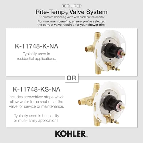 Juego de grifería para ducha Rite-Temp con válvula de regulación de temperatura y diverter de botón pulsador miniatura 2