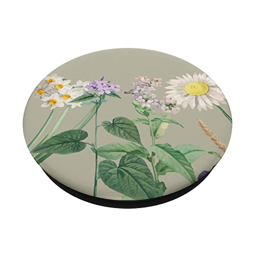 Cute Wildflower Watercolor Summer Flowers PopSockets Swappable PopGrip, Black - Image 2