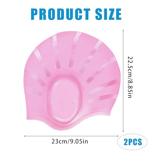 MUNSKT 2 gorros de natación unisex de silicona para orejas, antideslizantes, impermeables, gorro de natación, gorro de natación de silicona, gorro de natación elástico para mujeres, hombres y adultos - imagen 2