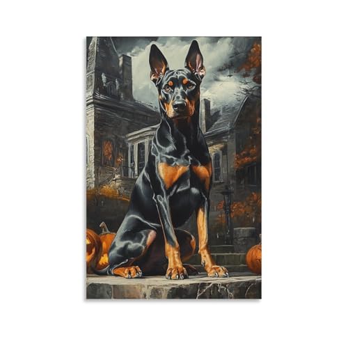 Lienzo de doberman cuadro decorativo para solucionar paredes sosas en salones modernos