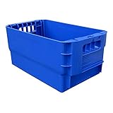 drehstapelbar 2 Postkisten, Stapelbox, Kunststoffbehälter, Lagerbehälter, stapelbar, Höhe 21 cm, NEUWARE! (blau)