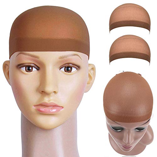 Wig Cap Nylon Stocking Wig Caps (2 Pack Brown)