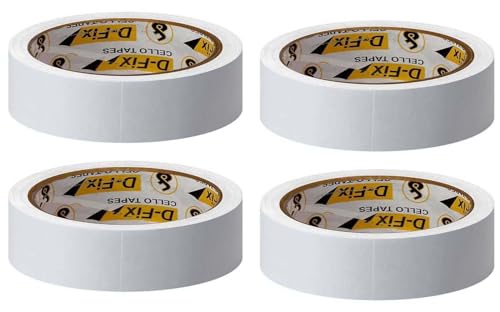 Image of D-fix Double Side Tissue Tape - 50 Meters in Length - 24mm / 1 inch Width - 4 Roll Per Pack - Easy Tear for Double Sided Adhesive Use, Best for Arts, Crafts, Photography, Scrapbooking