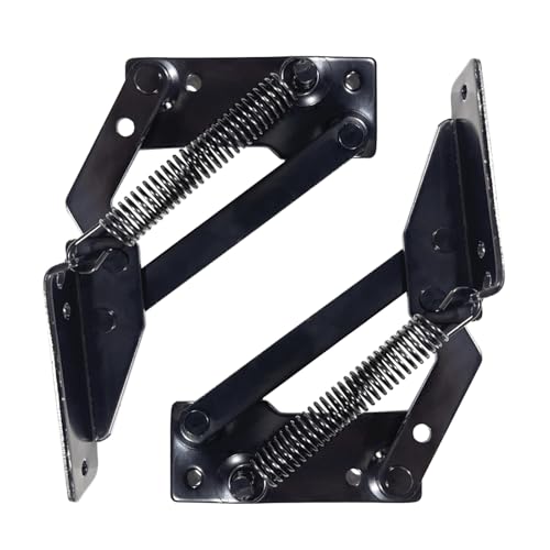 YIDELAI - Spring Hinge (2 Pair) 90 Degree Folding Lifting Bracket, Sofa Bed Hinge, Suitable for Cabinet Doors, Furniture Storage Boxes (black2)