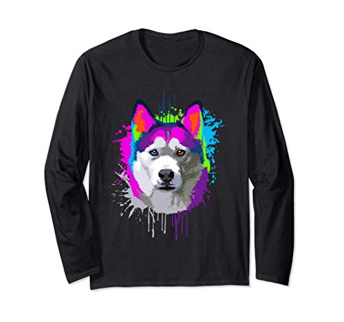 Splash Art Husky Siberiano Dueño De Un Perro Regalo Perros Manga Larga